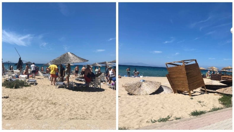 Ανεμοστρόβιλος «χτύπησε» παραλία γεμάτη λουόμενους στη Χαλκιδική (pics)