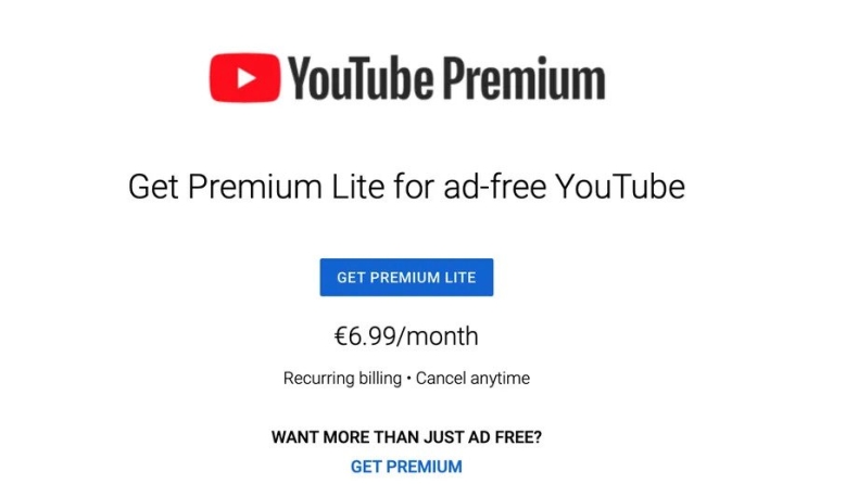 To YouTube αρχίζει να προσφέρει το πιο φθηνό «Premium Lite» πακέτο του στην Ευρώπη