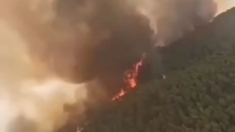 Συγκλονιστικές εικόνες από ρίψεις νερού μέσα από Canadair (vid)