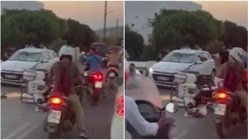 Σοκαριστικό τροχαίο στη Μύκονο: Τουρίστριες με «γουρούνα» καρφώθηκαν σε παρμπρίζ αυτοκινήτου (vid)