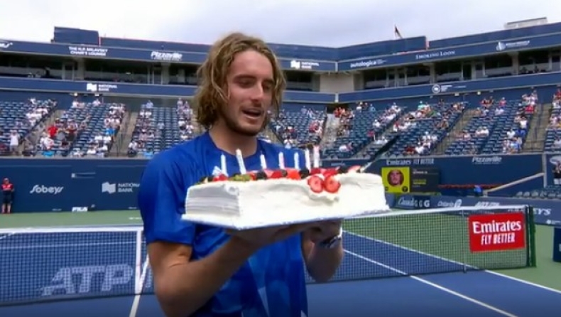 Τσιτσιπάς: Η τούρτα-έκπληξη για τα 23α γενέθλιά του μετά την πρόκριση (vid)