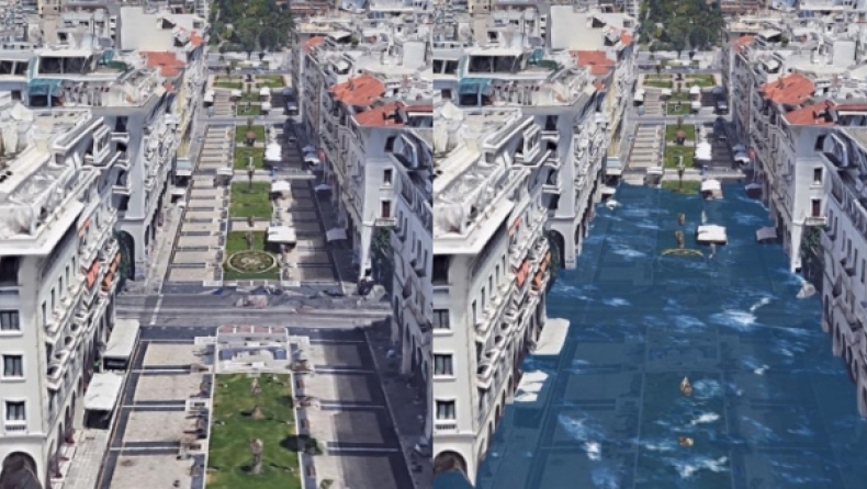 Τρομακτικές εικόνες: Ο Πειραιάς και η Αριστοτέλους αν πλημμυρίσουν λόγω κλιματικής αλλαγής (vid)