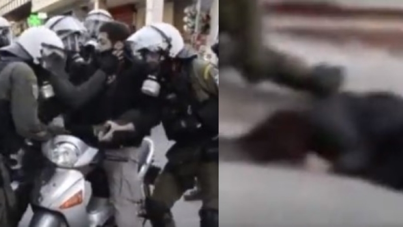 Επεισόδια στα Εξάρχεια: ΜΑΤ παίρνουν σηκωτό οδηγό μηχανής (vid)