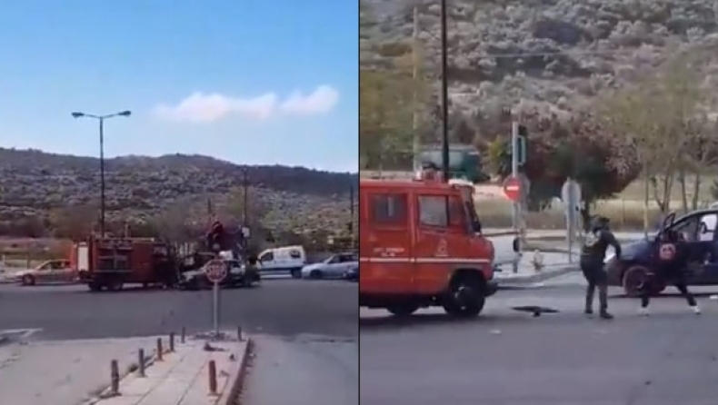 Η στιγμή της επίθεσης ομάδας Ρομά σε πυροσβεστικό (vid)