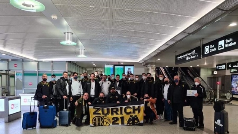 Υποδοχή από οπαδούς της ΑΕΚ για την ομάδα του χάντμπολ στη Ζυρίχη