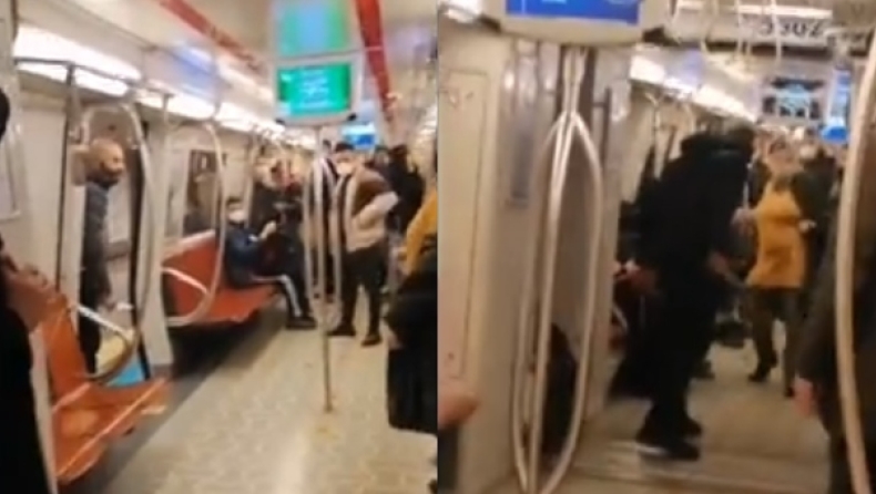 Σοκαριστικό βίντεο από την Τουρκία: Άντρας στο μετρό απειλεί γυναίκες με μαχαίρι (vid)