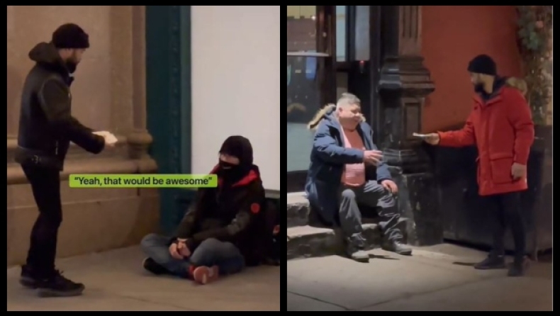 Διχάζει ο TikToker που μοιράζει λεφτά σε άστεγους: Το κάνει για να βοηθήσει ή για τα views (vid)