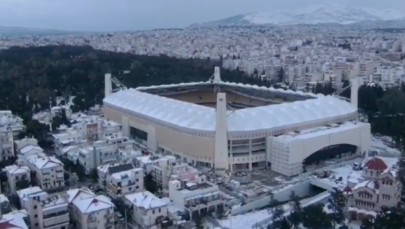 ΑΕΚ: Εντυπωσιακά πλάνα από τη χιονισμένη «Αγιά Σοφιά - OPAP Arena» (vid)