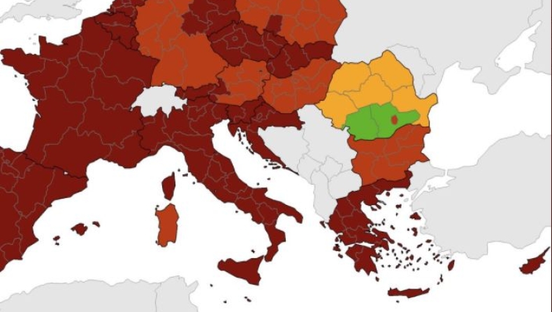 Κορονοϊός: Σε «βαθύ κόκκινο» η Ελλάδα και σχεδόν oλόκληρη η Ευρώπη