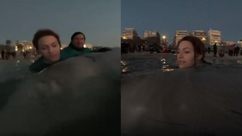 Αποθέωση και συγκίνηση για την Τάνια Δράκου που τραγουδούσε στη φάλαινα όσο την είχε αγκαλιά (vids)
