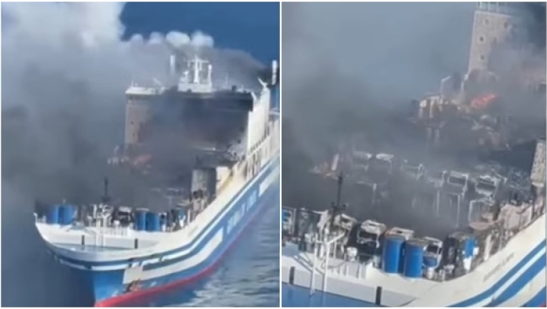 Φωτιά στο Euroferry Olympia : Οι εικόνες της καταστροφής από ψηλά (vid)