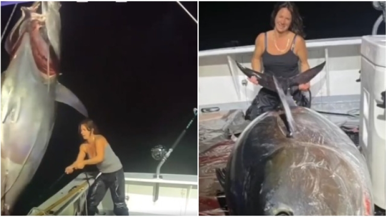 Γυναίκα ψάρεψε τόνο 450 κιλών και τον ανέβασε μόνη της στο σκάφος της (vid)