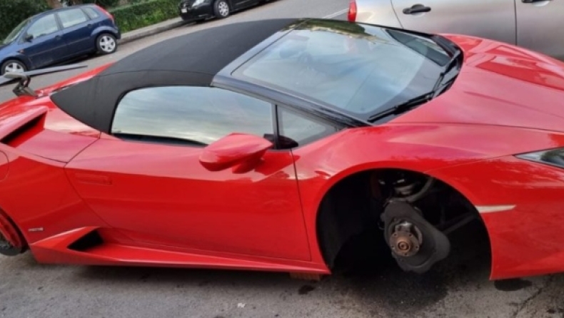Ο Λιβανέζος ιδιοκτήτης του Arabica TV βρήκε την Lamborghini του… χωρίς ελαστικά: Τα «σήκωσαν» με τις ζάντες 