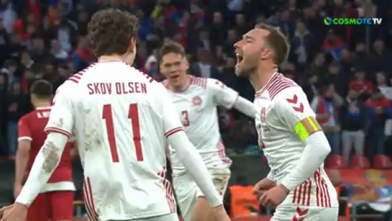 Έρικσεν: «Ζωγραφιά» και δεύτερο γκολ με τη Δανία μετά την επιστροφή του (vid)