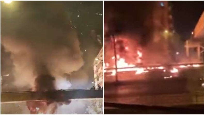 Ανάσταση με απίστευτες εκρήξεις στο Νέο Κόσμο: Οι φλόγες ξεπέρασαν τη γέφυρα (vid)