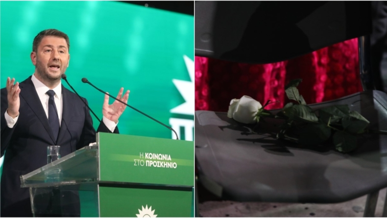 Το νέο σήμα του ΠΑΣΟΚ-ΚΙΝΑΛ, η ομιλία του Ανδρουλάκη και το τριαντάφυλλο στη θέση της Φώφης Γεννηματά (vid)