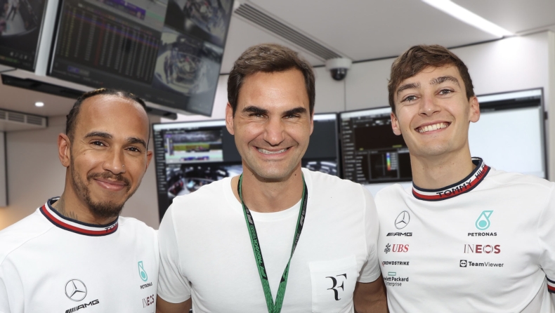 Formula 1: O Ρότζερ Φέντερερ στο γκαράζ της Mercedes για το GP Ισπανίας