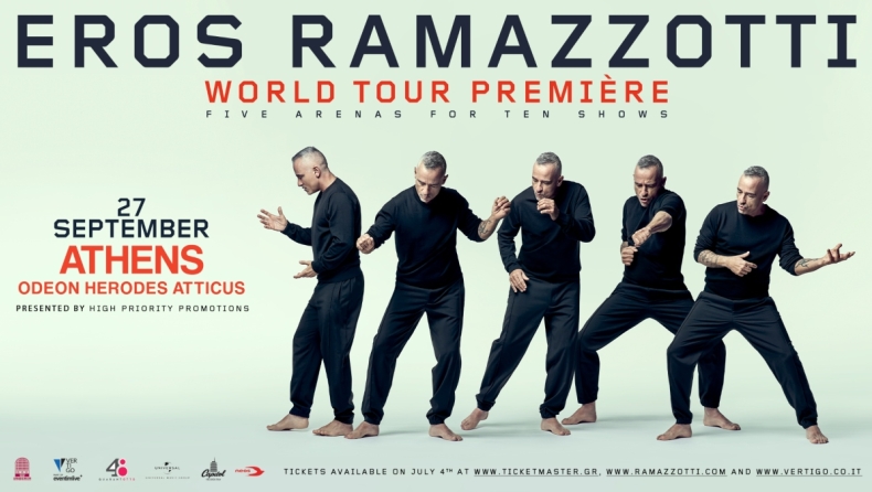 Ο Eros Ramazzotti σε μια μοναδική συναυλία στο Ωδείο Ηρώδου του Αττικού τον Σεπτέμβριο