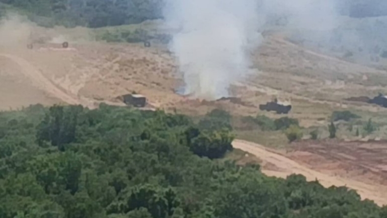Συναγερμός στην πυροσβεστική: Έκαναν στρατιωτική άσκηση και πήρε φωτιά στο πεδίο βολής Ασκού (vid)
