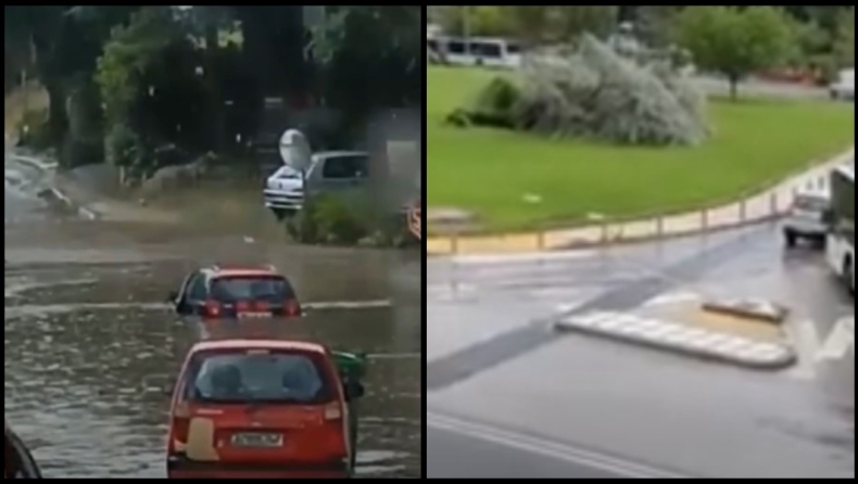 Έβρεξε 20 λεπτά στην Θεσσαλονίκη και πλημμύρισε η πόλη: Κολλημένα Ι.Χ, πεσμένο δέντρο (vids)