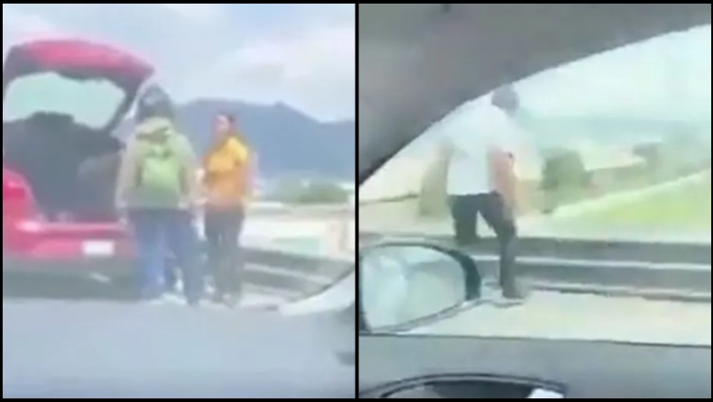 Απίστευτο περιστατικό στο Μεξικό: Οδηγός τσακώθηκε με ντελιβερά και τον πέταξε από την γέφυρα (vid)