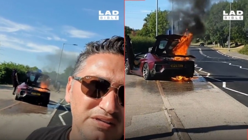 Στη Βρετανία οι δρόμοι καίνε τόσο πολύ που μία Λαμποργκίνι πήρε φωτιά (vid)
