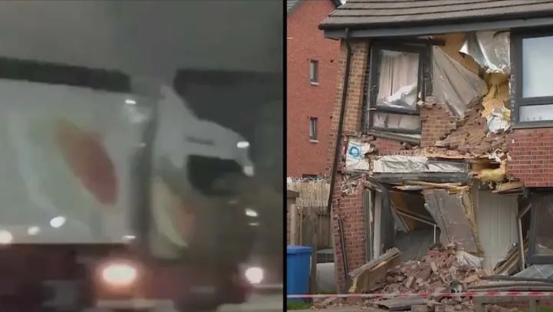 «Θα παρκάρω το φορτηγό μου στο σαλόνι σου»: Διέλυσε την πρόσοψη του σπιτιού της πρώην κοπέλας του στην Αγγλία με το θηριώδες όχημά του (vid)