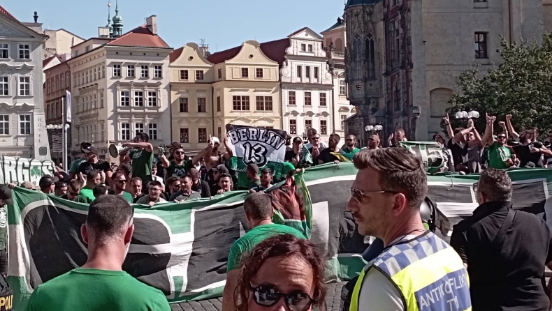Παναθηναϊκός: Αρχισαν από νωρίς τα συνθήματα στην Πράγα οι οπαδοί του (vids) 