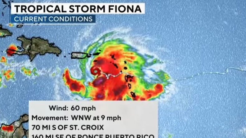 Η καταιγίδα Φιόνα ενισχύθηκε σε κυκλώνα και πλησιάζει το Πουέρτο Ρίκο (vid)
