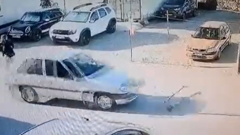 Τύχη βουνό είχε κορίτσι στην Κρήτη: Αυτοκίνητο παρέσυρε το πατίνι της, αλλά πρόλαβε και πήδηξε (vid)
