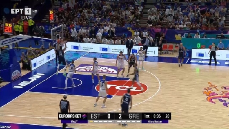 Εσθονία - Ελλάδα, Eurobasket 2022: Μπλοκ Παπαγιάννη και κάρφωμα Γιάννη στο ξεκίνημα (vid) 