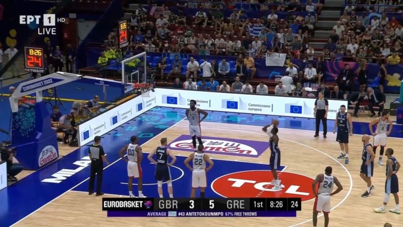 Μεγάλη Βρετανία - Ελλάδα, EuroBasket 2022: Η airball βολή του Θανάση Αντετοκούνμπο (vid)
