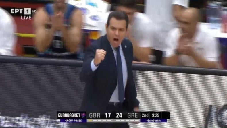 EuroBasket, Μεγάλη Βρετανία - Ελλάδα: Πανηγύρισε με πάθος το τρίποντο του Σλούκα ο Ιτούδης (vid)