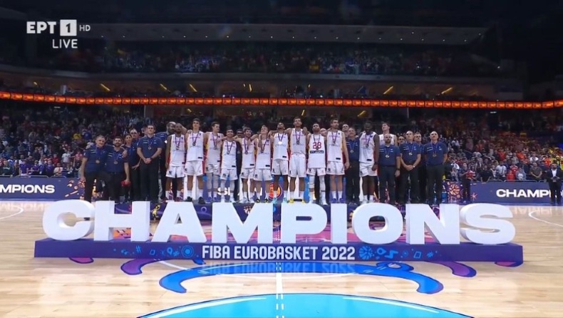 Eurobasket 2022: Η απονομή των χρυσών μεταλλίων στους πρωταθλητές Ευρώπης Ισπανούς (vid)