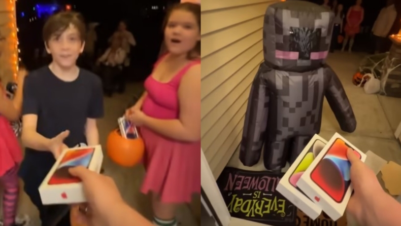 YouΤuber αντί για γλυκά «κερνούσε» iPhone στο Halloween (vid)