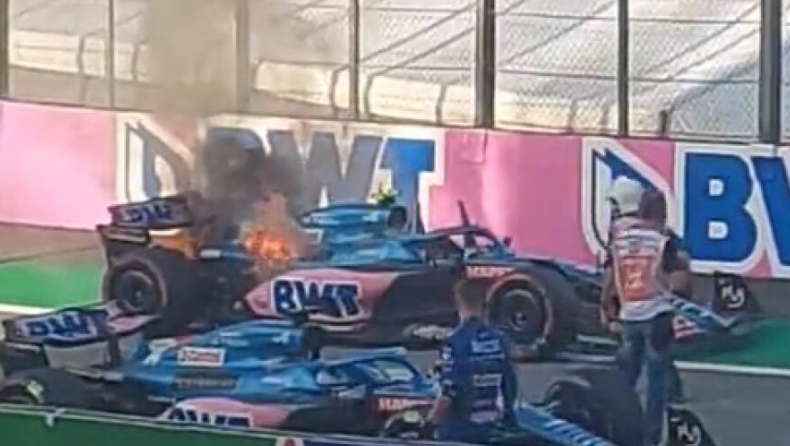 Formula 1: Στις φλόγες η Alpine του Οκόν μετά τον αγώνα! (vid)