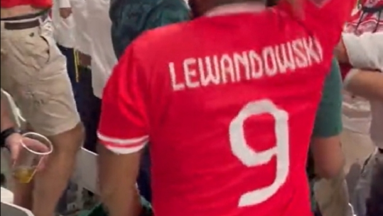 Μουντιάλ 2022, Πολωνία - Σαουδική Αραβία: Σαουδάραβας οπαδός πανηγύρισε με φανέλα του Λεβαντόφσκι στο 2-0 (vid)