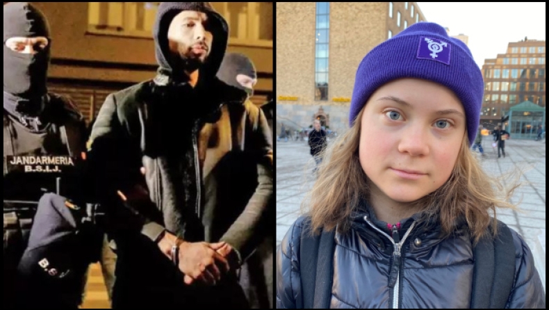 To «μ!κρ@τσ@ύτσ@υν@$» της Greta Thunberg οδήγησε στην σύλληψη του Andrew Tate