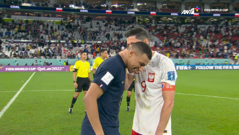 Μουντιάλ 2022, Γαλλία-Πολωνία: Ο Λεβαντόφσκι αγκάλιασε τον Μπαπέ και του ψιθύρισε στο αυτί (vid)