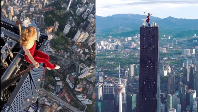 Πλάνα που «κόβουν» την ανάσα: Ιnfluencer σκαρφαλώνει στην κορυφή του δεύτερου ψηλότερου κτιρίου στον κόσμο και προκαλεί ντελίριο (vid)