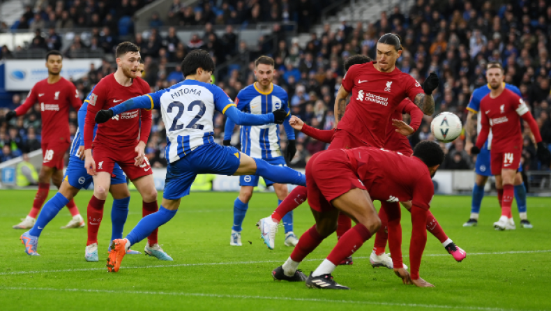 Μπράιτον - Λίβερπουλ 2-1: Νοκ-άουτ και στο FA από τον μαγικό Μιτόμα οι Ρεντς, στους «16» οι Γλάροι (vid)
