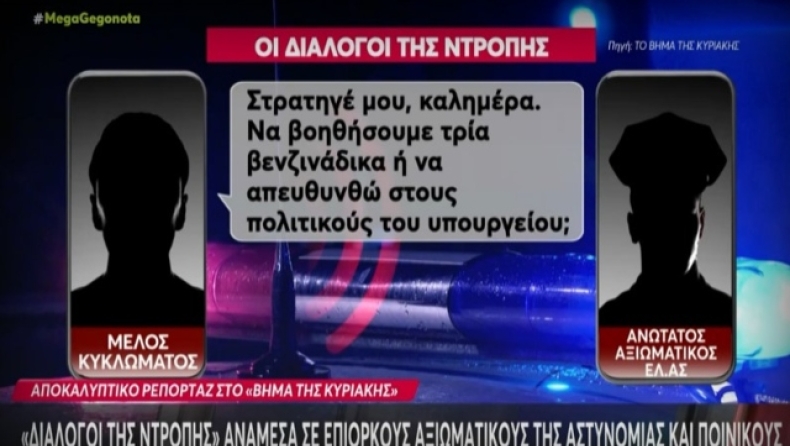 «Διάλογοι ντροπής» αξιωματικών της ΕΛ.ΑΣ-ποινικών: Στρατηγέ μου, να βοηθήσουμε τρία βενζινάδικα ή να απευθυνθώ στους πολιτικούς» (vid)