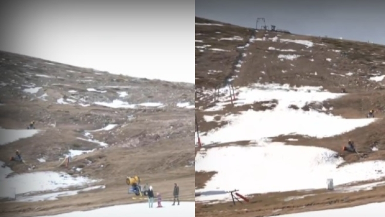 Στο Καϊμακτσαλάν προσπαθούν να φτιάξουν πίστες με τεχνητό χιόνι (vid)