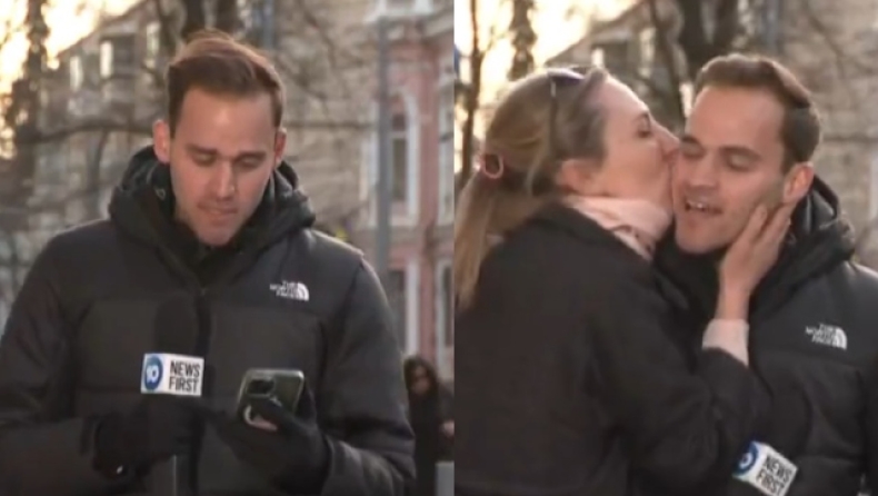 Απεσταλμένος αυστραλιανού καναλιού στη Μολδαβία δέχτηκε φιλί από μία θαυμάστρια (vid)