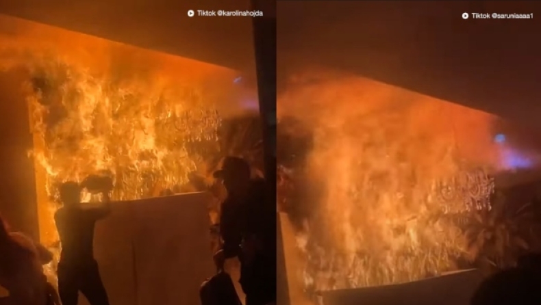 Η τρομακτική στιγμή που εστιατόριο στην Αγγλία τυλίγεται στις φλόγες: Όλα ξεκίνησαν από ένα ποτό (vid)