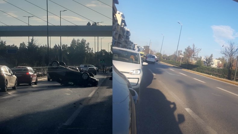 Σοκαριστικό τροχαίο στην Αθήνα: Όχημα αναποδογύρισε στη λεωφόρο Κατεχάκη