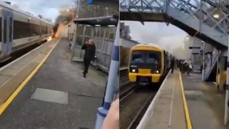 Η τρομακτική στιγμή που τρένο στην Αγγλία τυλίχτηκε στις φλόγες: Έτρεχαν πανικόβλητοι οι επιβάτες (vid)