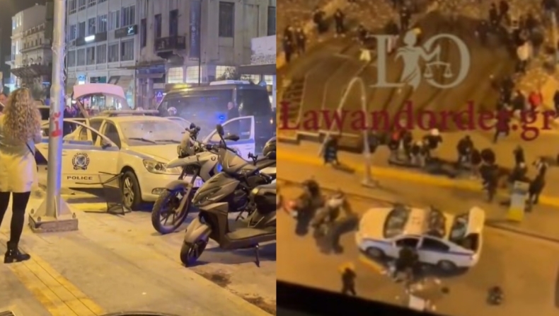 Επίθεση σε αστυνομικούς στο Μοναστηράκι: Πυρπόλησαν περιπολικό της ΕΛ.ΑΣ (vid)