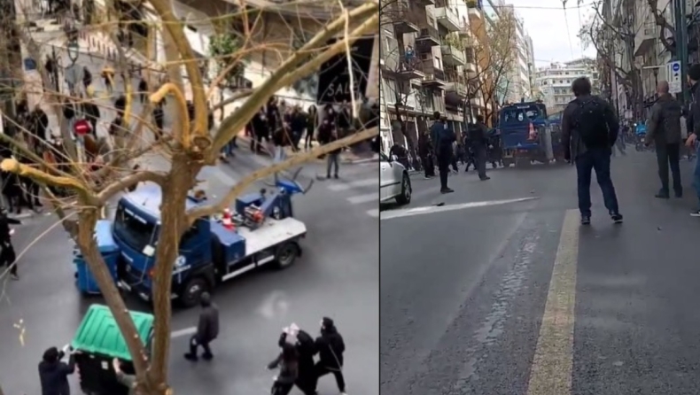 Σοκαριστικό βίντεο δείχνει αστυνομικό όχημα σε ξέφρενη πορεία σε κεντρικό δρόμο της Αθήνας (vid)