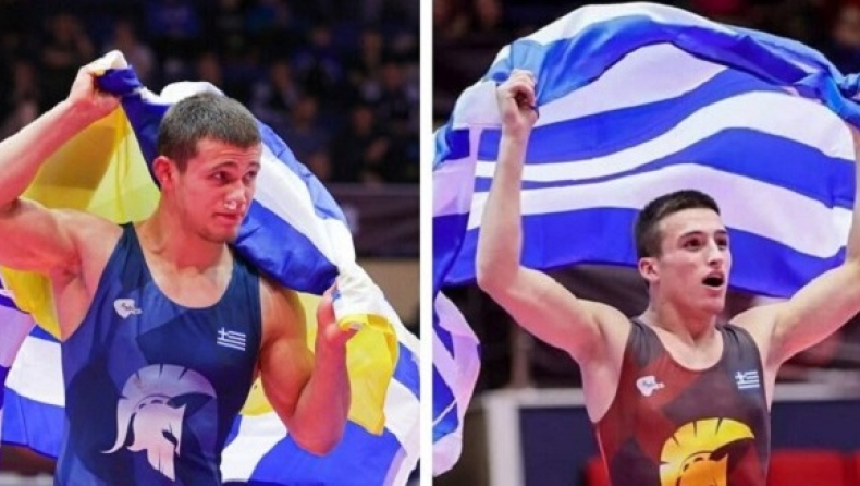 Οι Γιώργος Κουγιουμτσίδης και ο Αρίωνας Κολιτσόπουλος στην ίδια πόλη, στην ίδια σάλα και με ανατροπή έγιναν πρωταθλητές Ευρώπης στην πάλη σε διαφορετικό χρόνο